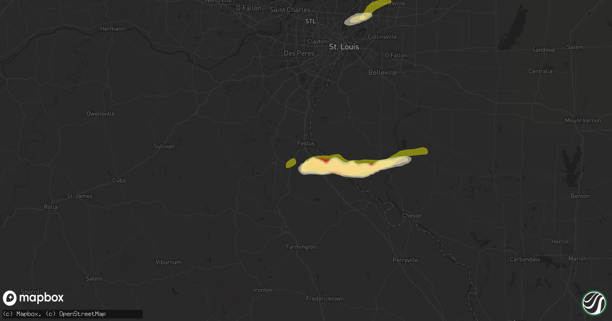 Hail map in Festus, MO on March 13, 2024