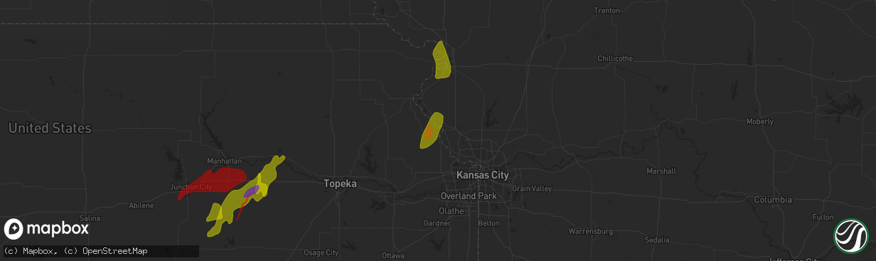 Hail map in Fort Leavenworth, KS on March 13, 2024