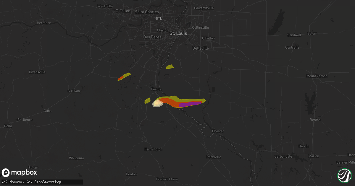 Hail map in Fults, IL on March 13, 2024