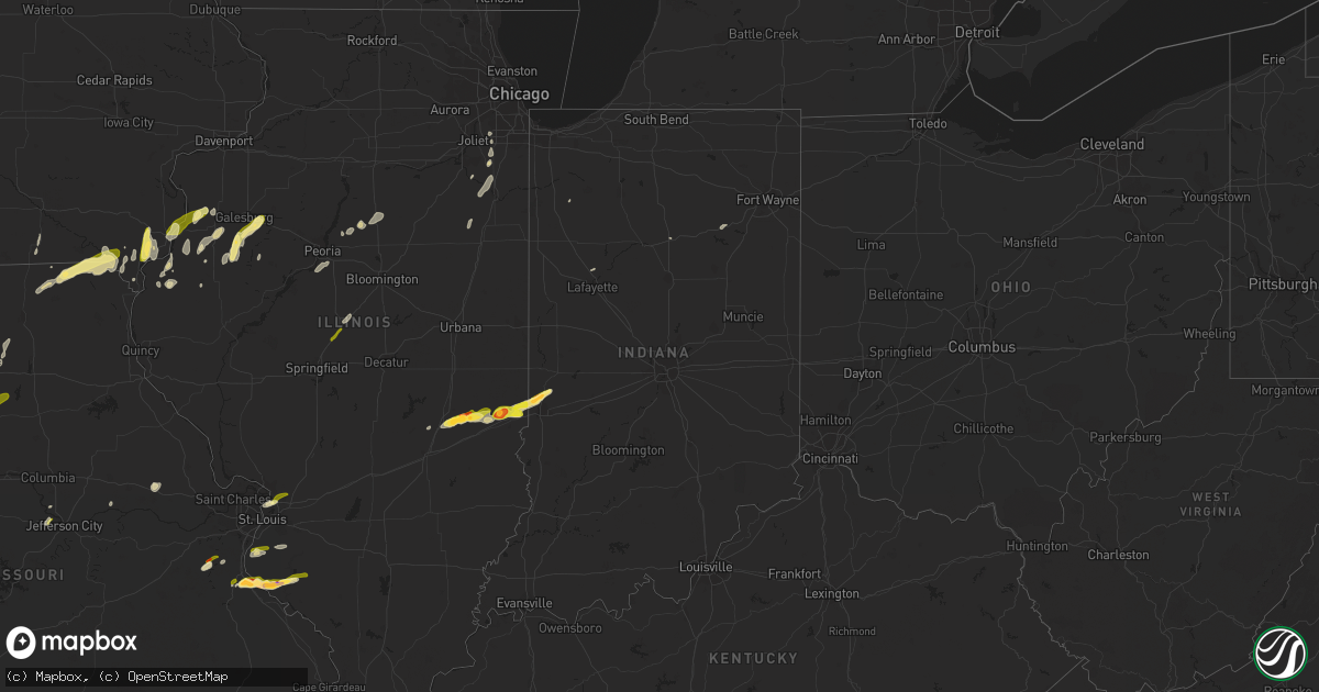 Hail map in Indiana on March 13, 2024