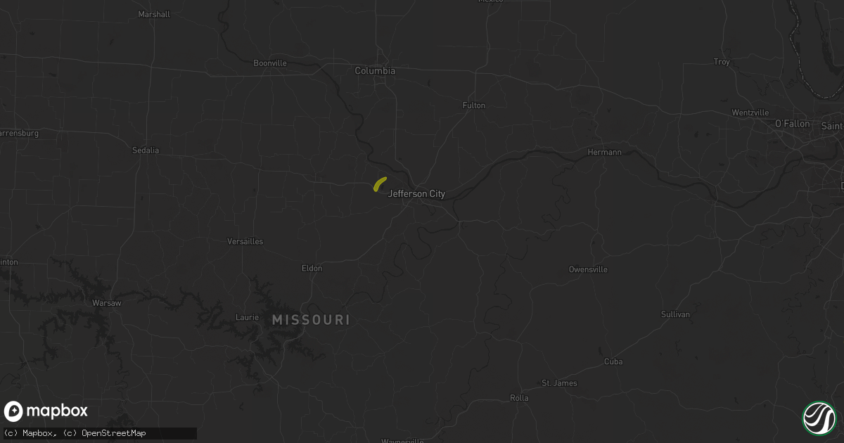 Hail map in Jefferson City, MO on March 13, 2024