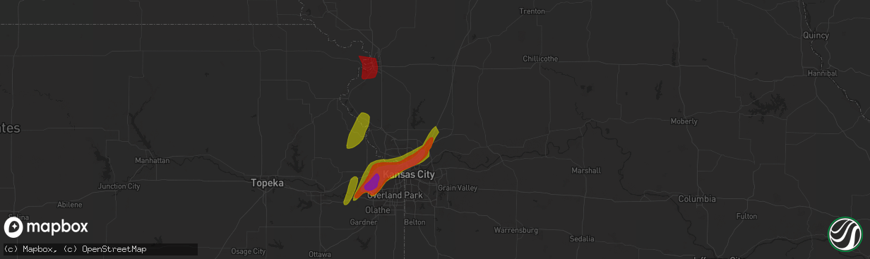 Hail map in Kearney, MO on March 13, 2024