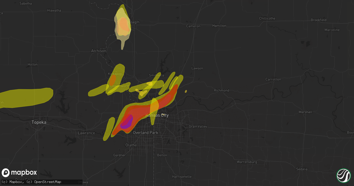 Hail map in Liberty, MO on March 13, 2024