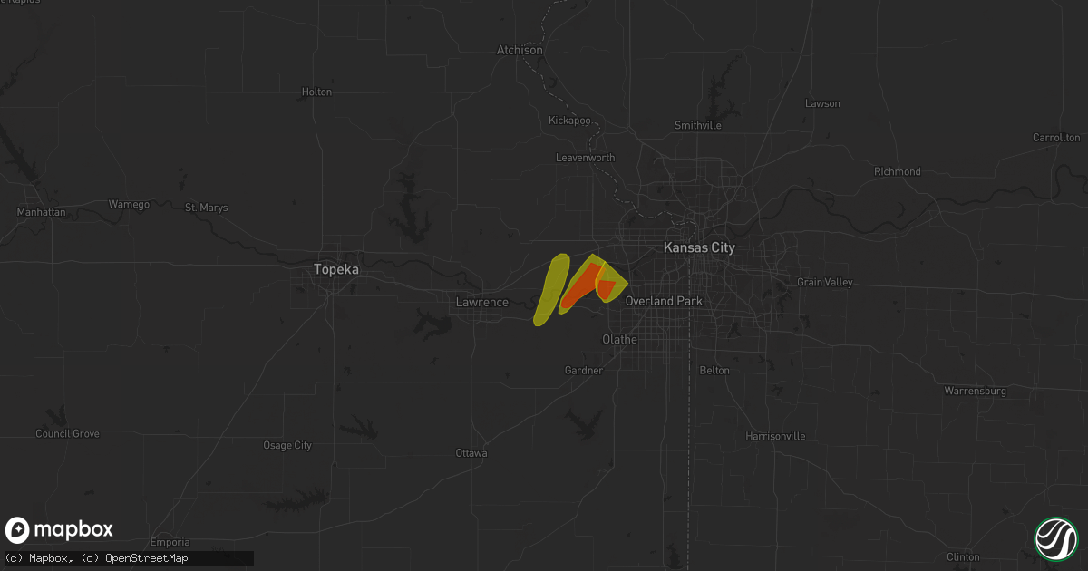 Hail map in Linwood, KS on March 13, 2024