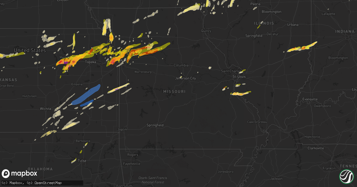 Hail map in Missouri on March 13, 2024