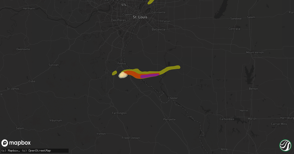 Hail map in Prairie Du Rocher, IL on March 13, 2024