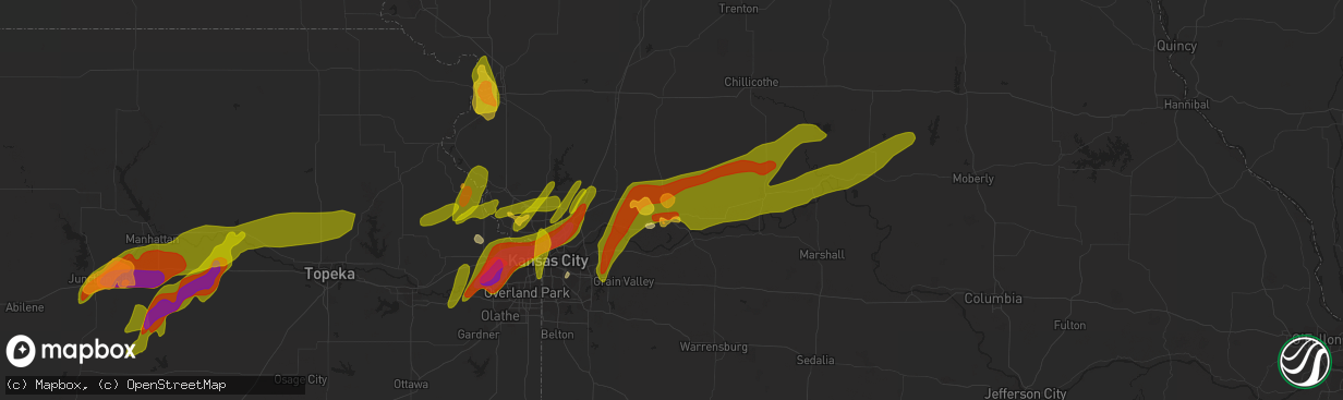 Hail map in Richmond, MO on March 13, 2024