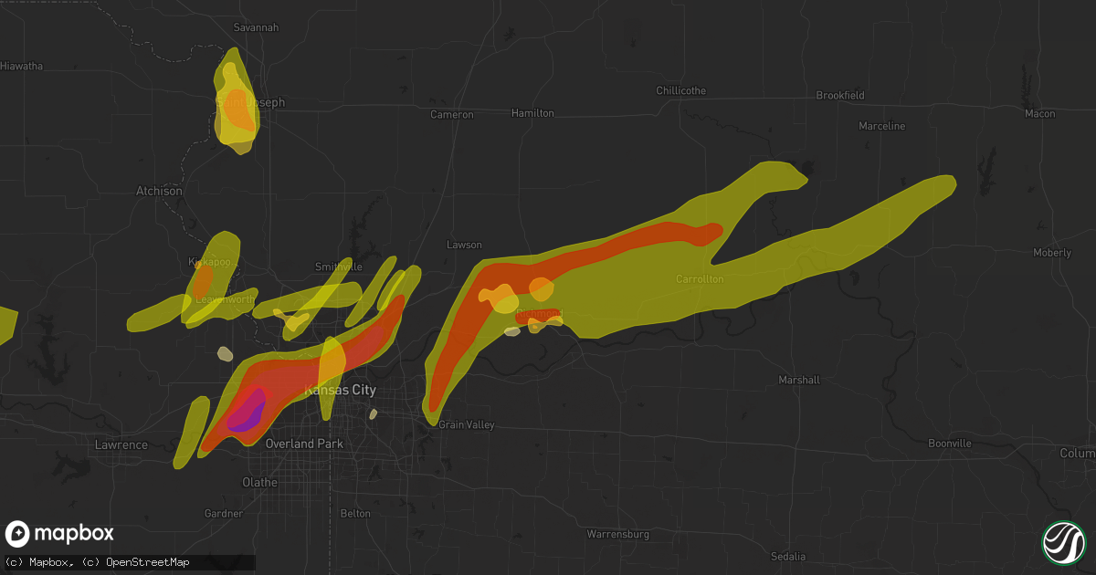 Hail map in Richmond, MO on March 13, 2024