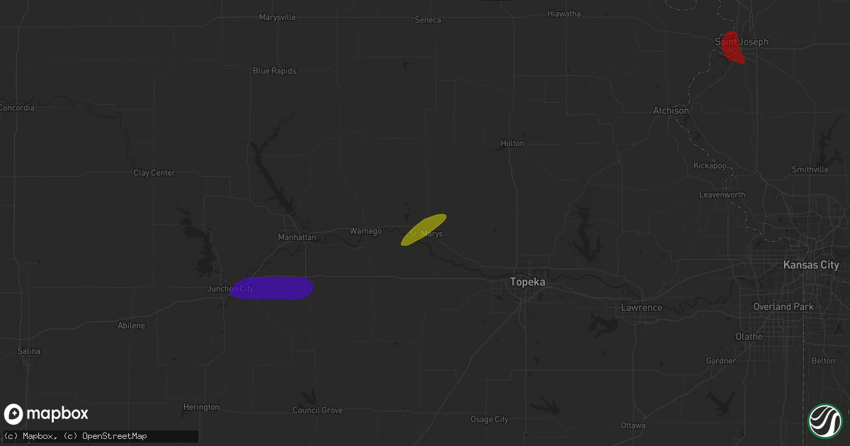 Hail map in Saint Marys, KS on March 13, 2024