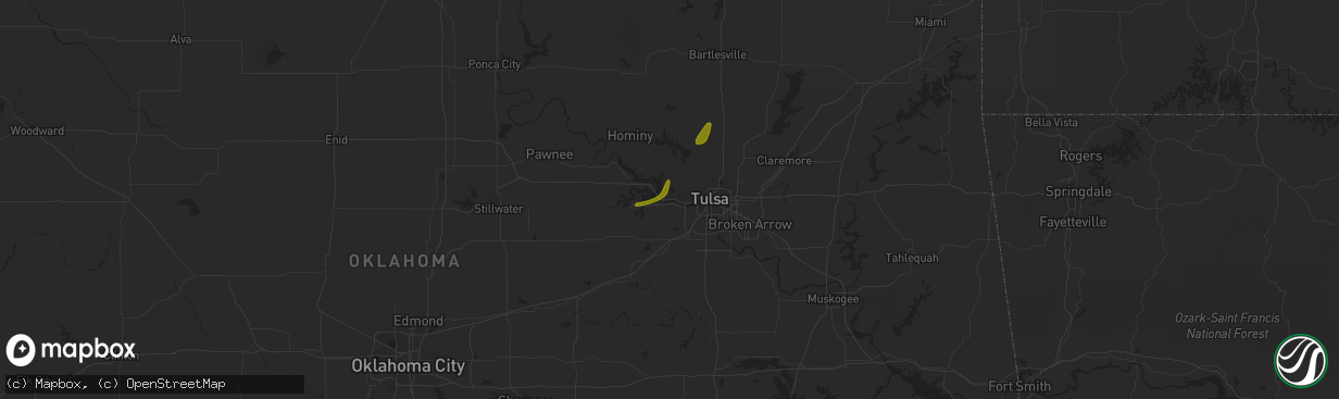 Hail map in Sand Springs, OK on March 13, 2024
