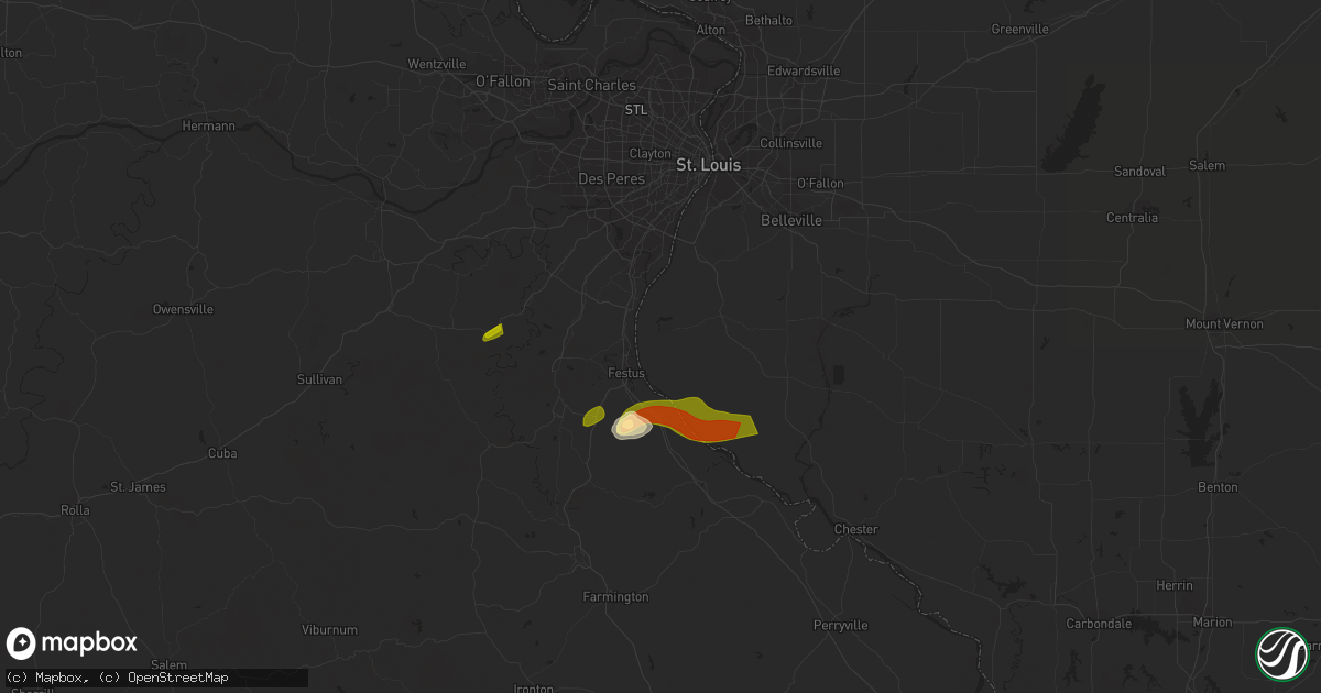 Hail map in Valmeyer, IL on March 13, 2024