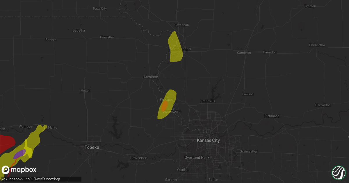 Hail map in Weston, MO on March 13, 2024