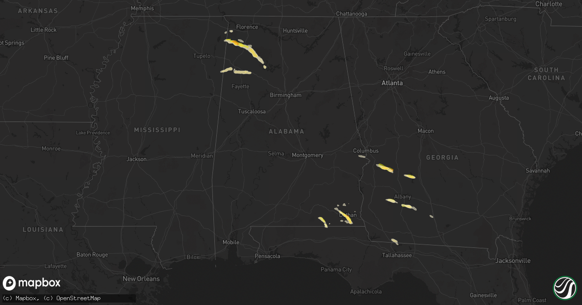 Hail map in Alabama on March 13, 2025