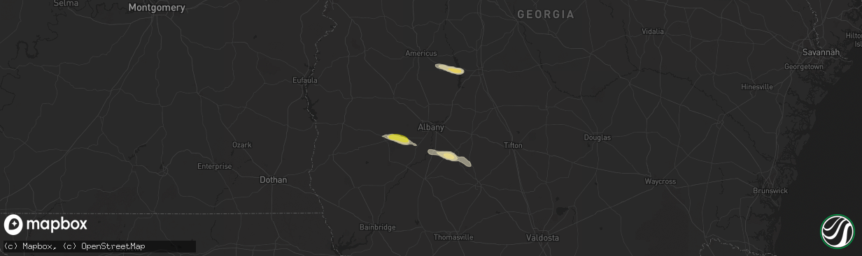 Hail map in Albany, GA on March 13, 2025