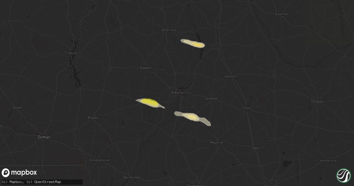 Hail map in Albany, GA on March 13, 2025