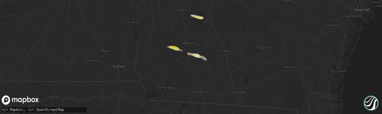 Hail map in Baconton, GA on March 13, 2025