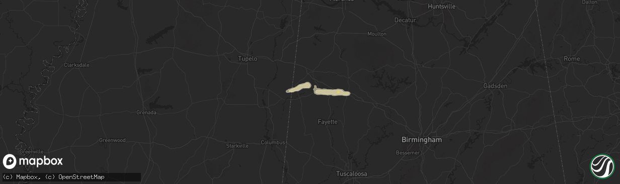 Hail map in Beaverton, AL on March 13, 2025