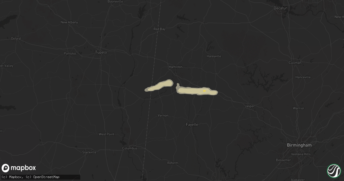 Hail map in Beaverton, AL on March 13, 2025