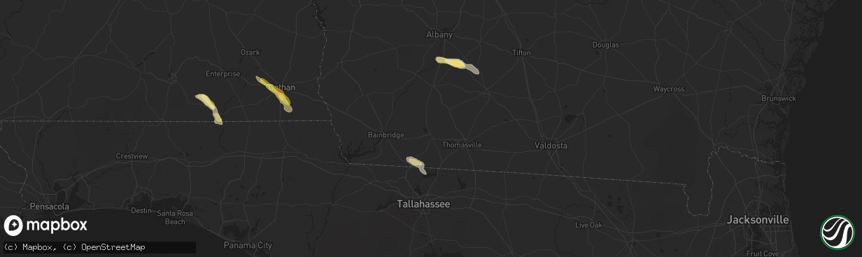 Hail map in Cairo, GA on March 13, 2025