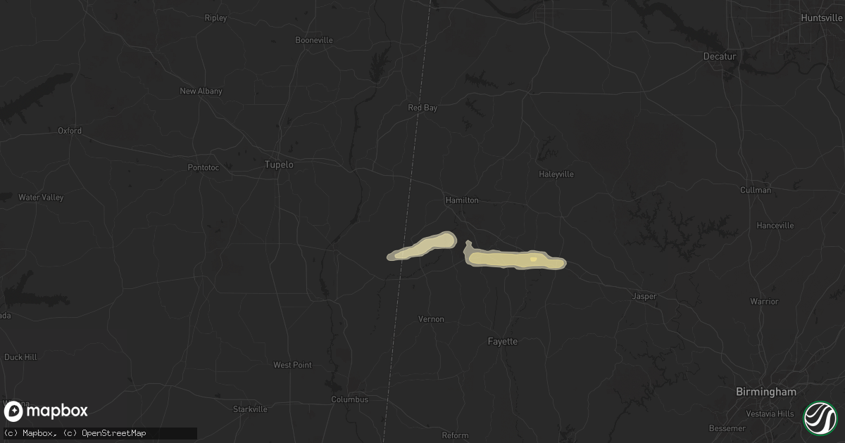 Hail map in Detroit, AL on March 13, 2025