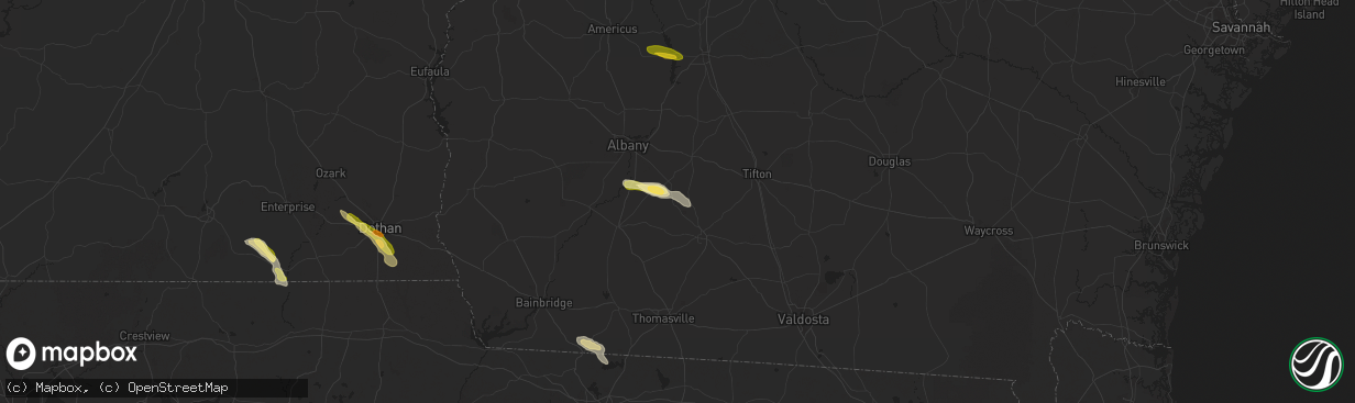 Hail map in Doerun, GA on March 13, 2025