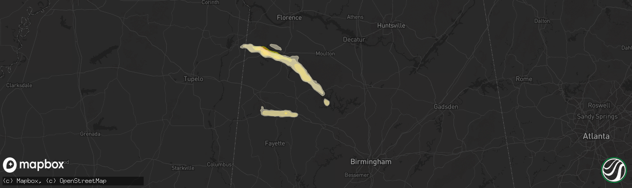 Hail map in Double Springs, AL on March 13, 2025