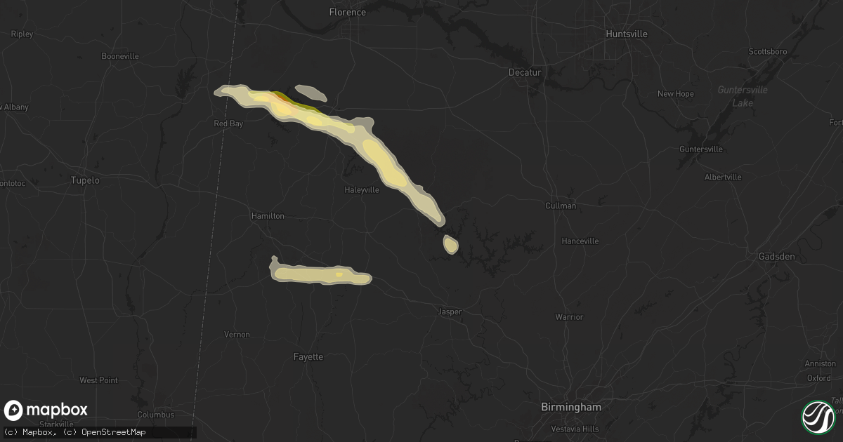 Hail map in Double Springs, AL on March 13, 2025