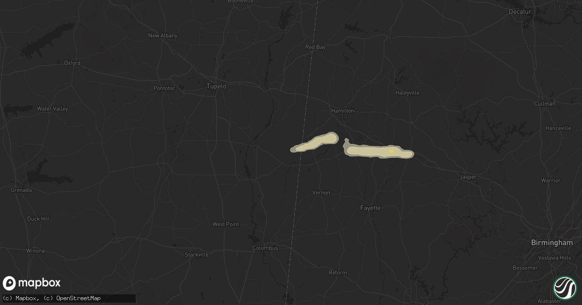 Hail map in Greenwood Springs, MS on March 13, 2025