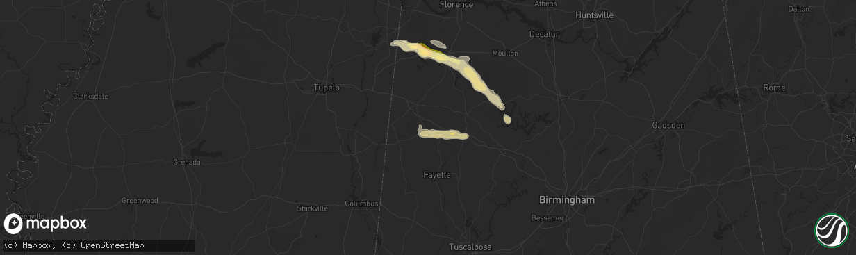 Hail map in Guin, AL on March 13, 2025