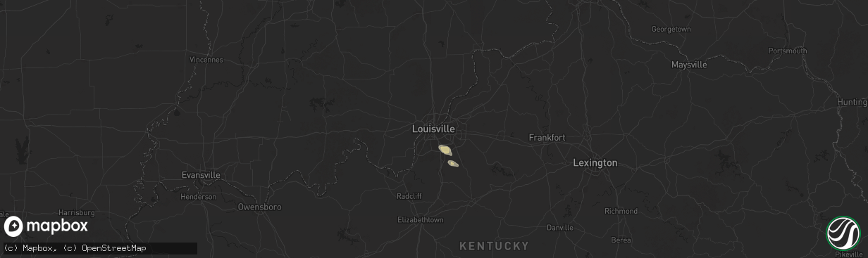 Hail map in Louisville, KY on March 13, 2025