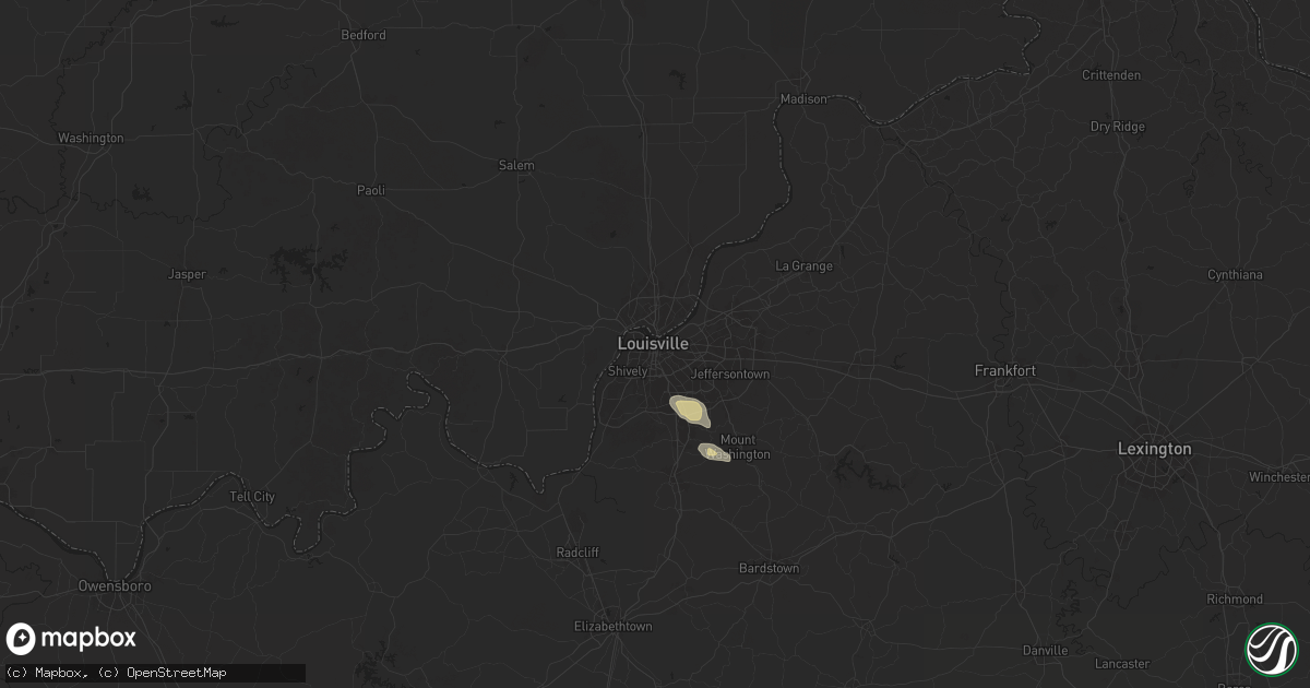Hail map in Louisville, KY on March 13, 2025