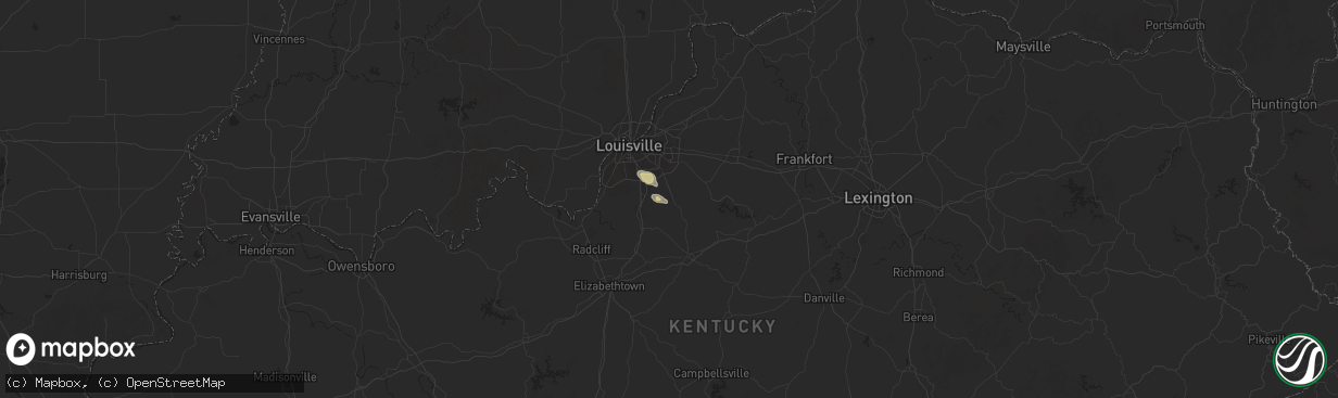 Hail map in Mount Washington, KY on March 13, 2025