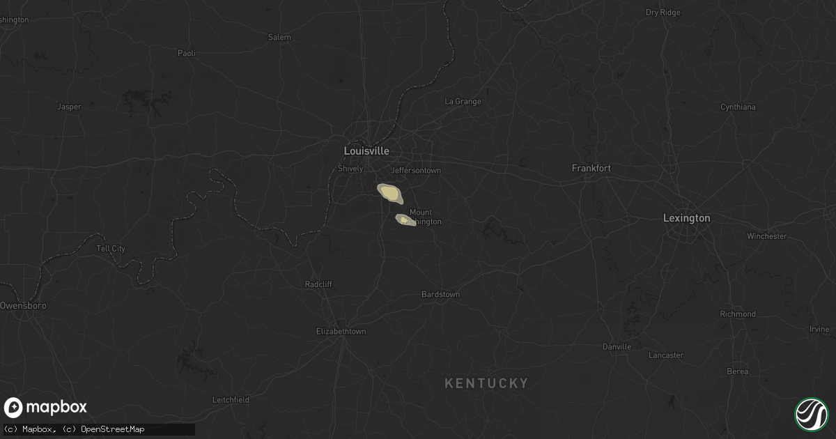 Hail map in Mount Washington, KY on March 13, 2025