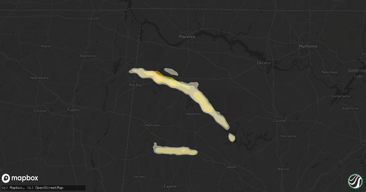 Hail map in Phil Campbell, AL on March 13, 2025