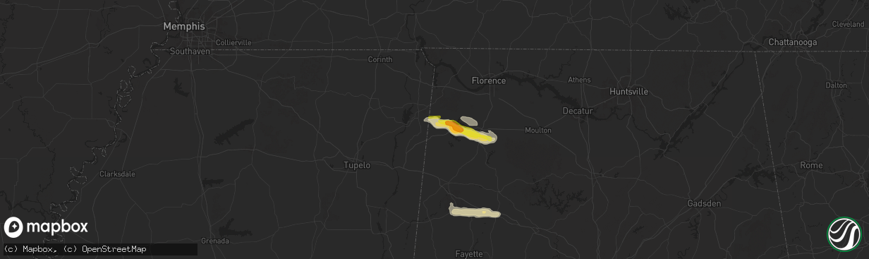 Hail map in Red Bay, AL on March 13, 2025