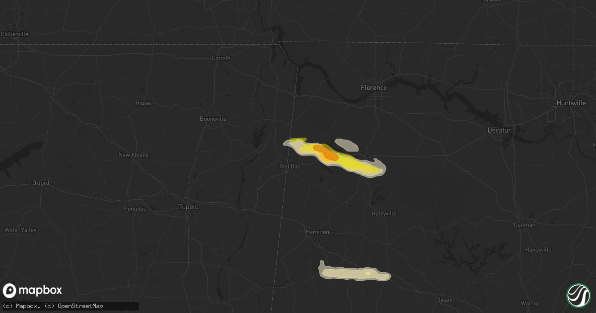 Hail map in Red Bay, AL on March 13, 2025