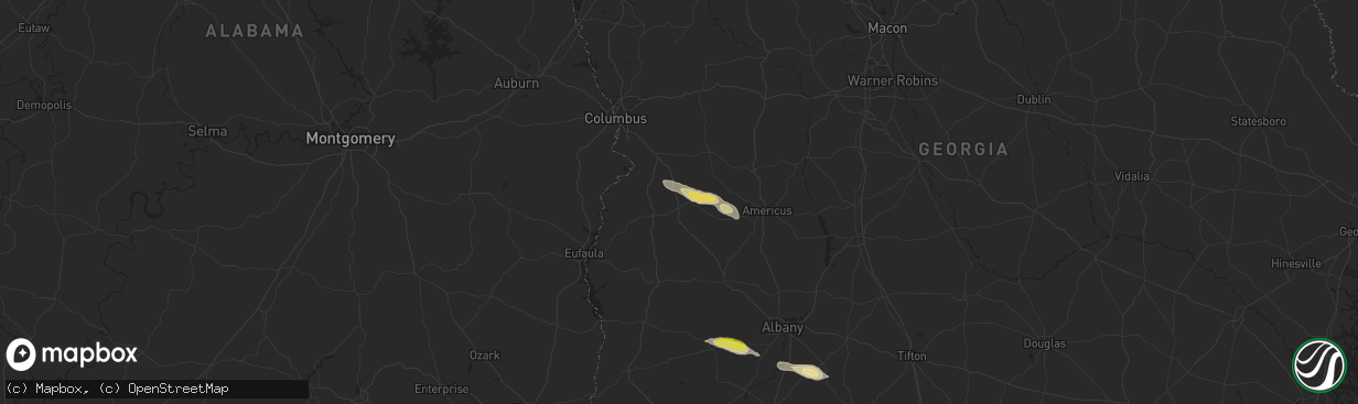 Hail map in Richland, GA on March 13, 2025