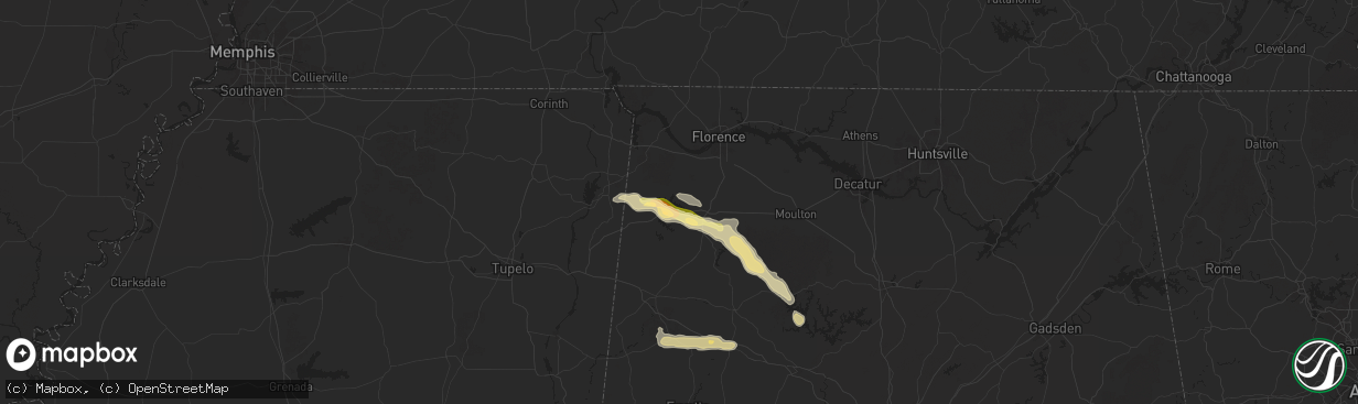 Hail map in Russellville, AL on March 13, 2025