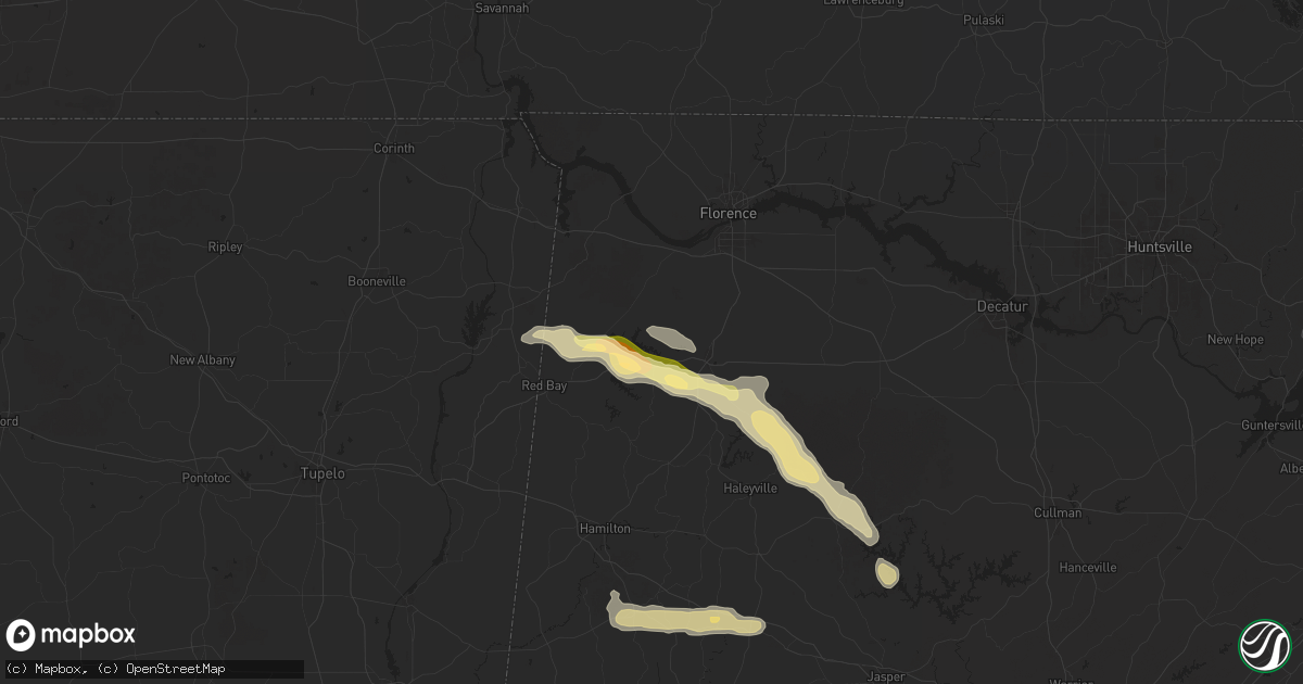 Hail map in Russellville, AL on March 13, 2025