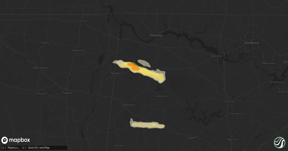 Hail map in Spruce Pine, AL on March 13, 2025