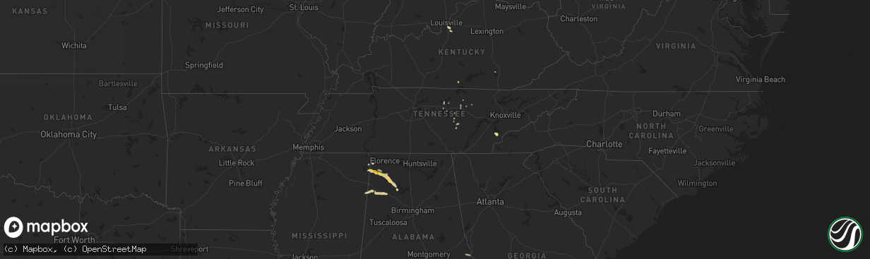 Hail map in Tennessee on March 13, 2025