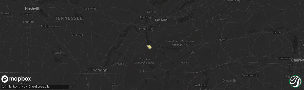 Hail map in Vonore, TN on March 13, 2025