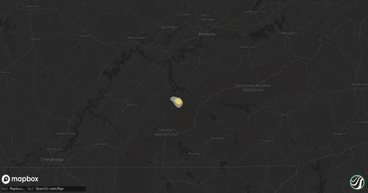 Hail map in Vonore, TN on March 13, 2025