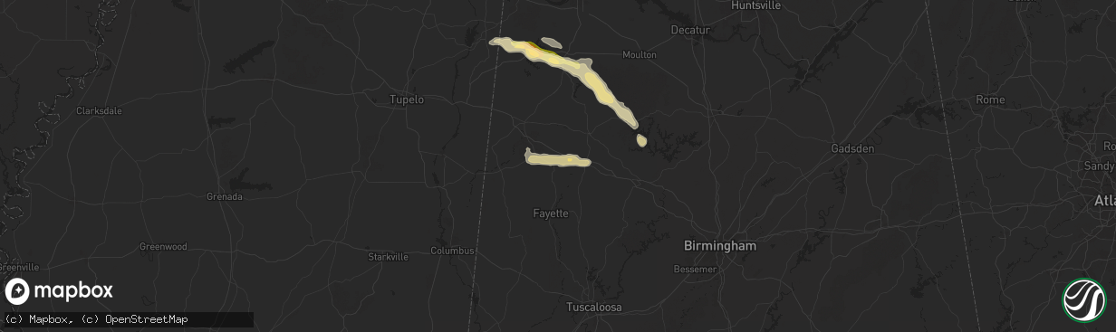 Hail map in Winfield, AL on March 13, 2025