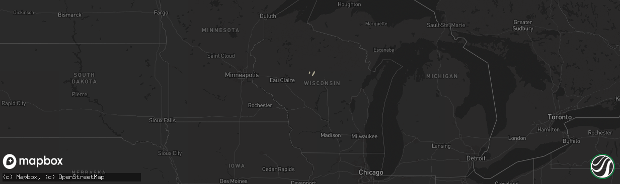 Hail map in Wisconsin on March 13, 2025