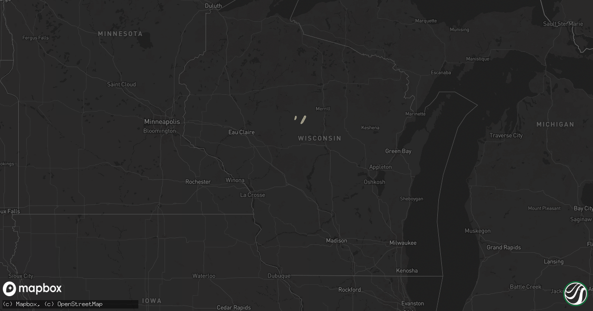 Hail map in Wisconsin on March 13, 2025