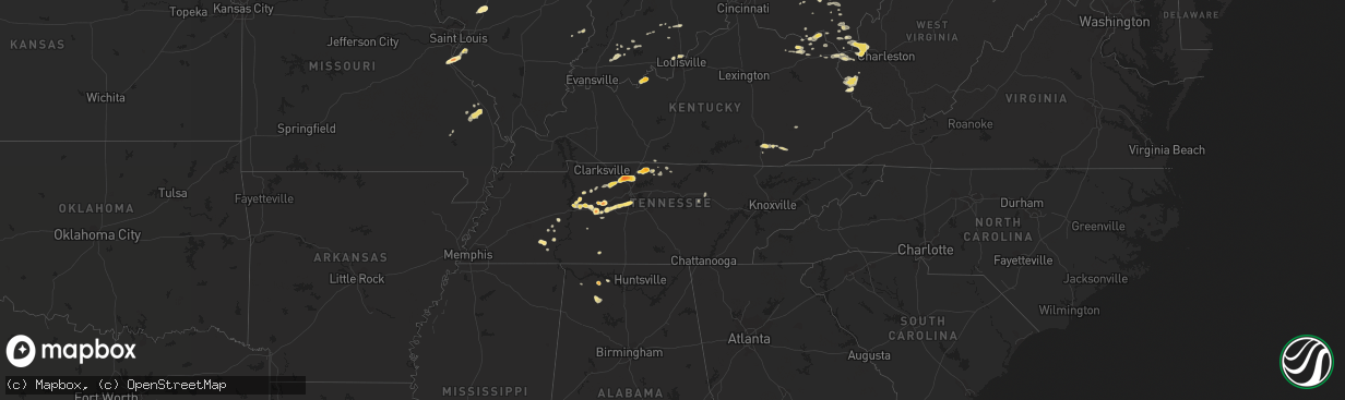 Hail map in Tennessee on March 14, 2012
