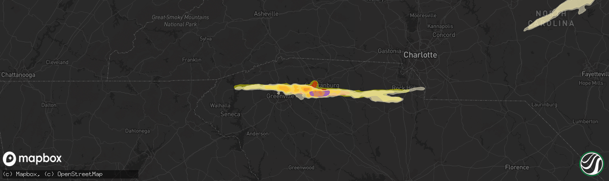 Hail map in Duncan, SC on March 14, 2016