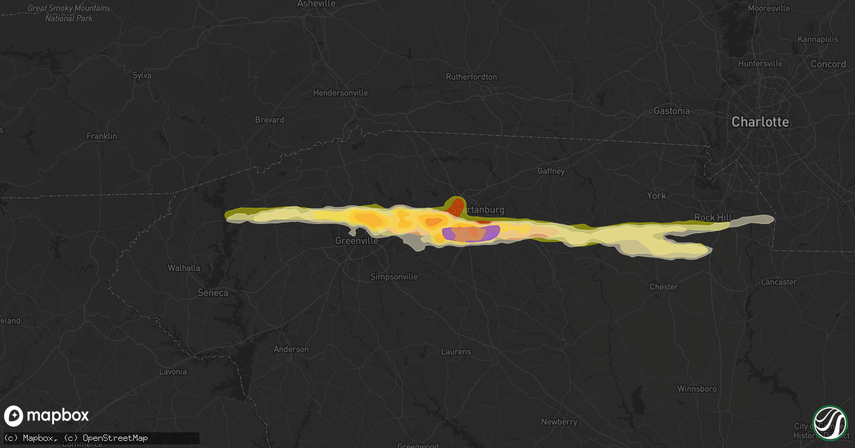 Hail map in Duncan, SC on March 14, 2016