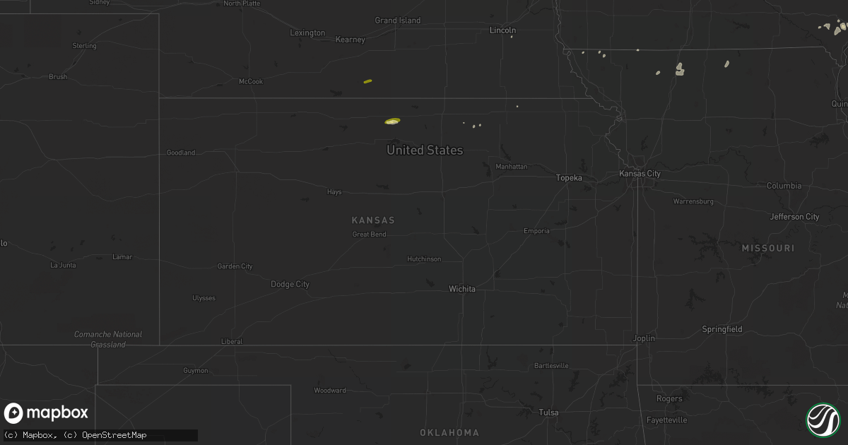 Hail map in Kansas on March 14, 2016